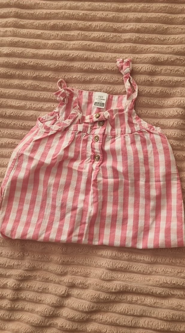 Pembe Çizgili Kız Bebek Tulum Fırfırlı - Görsel 3