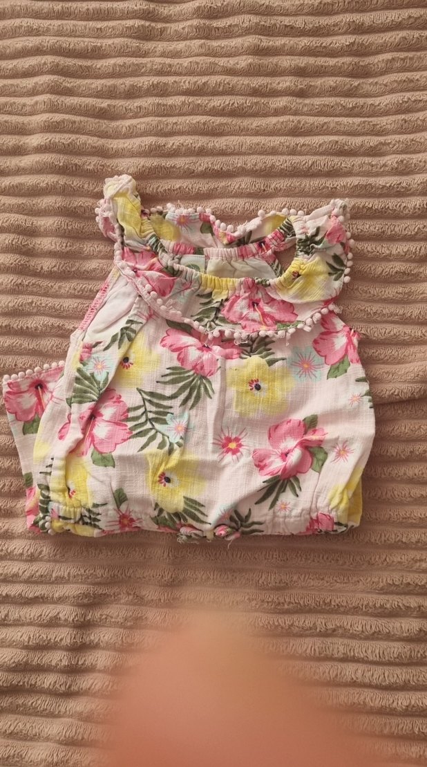 Çiçek Desenli Pembe Fırfırlı Kız Çocuk Tulum - Görsel 3