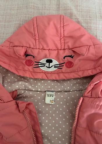 Kız Çocuk Kapüşonlu Fermuarlı Pembe Yelek - Görsel 2