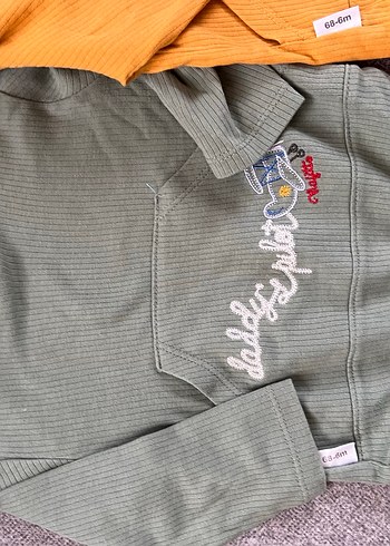 Nakışlı, Kapüşonlu, Uzun Kollu Bebek Body - Görsel 3