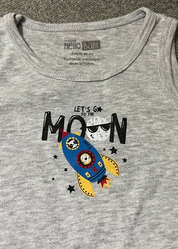 Gri Kolsuz Bebek Body - Ay Baskılı - Görsel 2