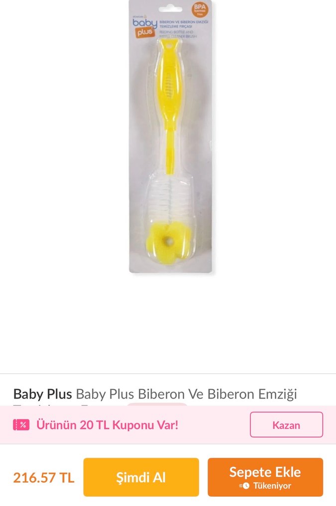 Sarı Bebek Biberon Temizleme Fırçası - Görsel 4