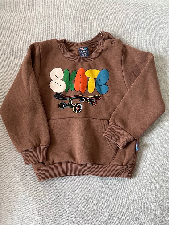 Erkek Çocuk Kahverengi Skate Sweatshirt - Görsel 3