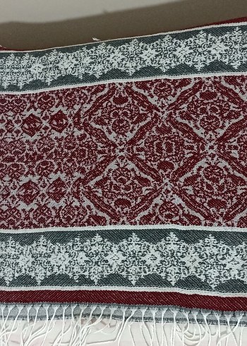 Bordo ve Gri Dantel Detaylı Kadın Şal