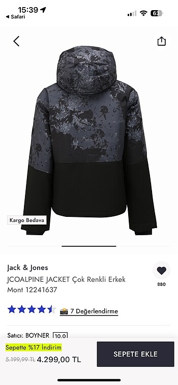 Jack&Jones kamuflaj mont xl beden