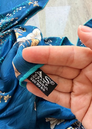 Eşarp Bohem Tarz Koyu Mavi Çiçek Desenli Kadın Şal - Görsel 3