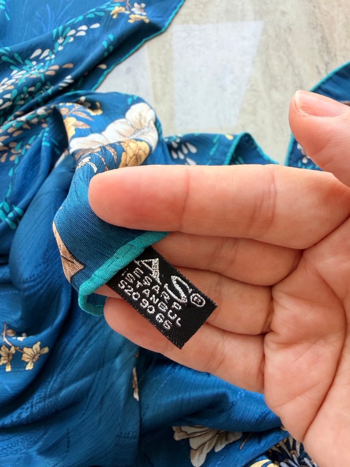 Eşarp Bohem Tarz Koyu Mavi Çiçek Desenli Kadın Şal - Görsel 3