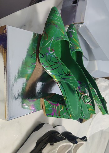 Diğer Yeşil Yılan Desenli Stiletto Kadın Topuklu