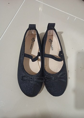 Kız Çocuk siyah simli babet - Görsel 2