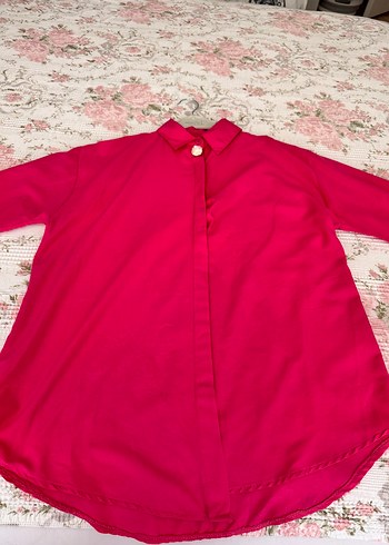 Düğmeli Pembe Uzun Kollu