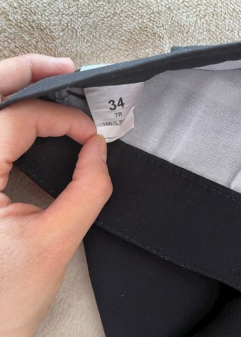 Siyah Çizgili Kemerli Kadın Kumaş Pantolon - Görsel 2