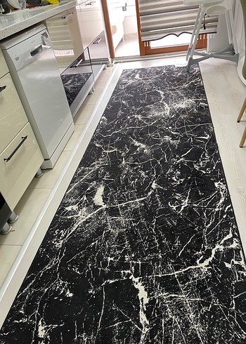 Siyah Desenli Modern Mutfak Halısı - Görsel 2