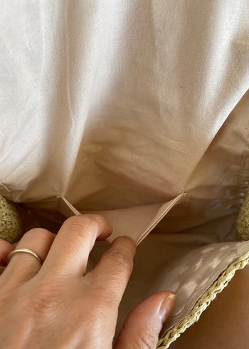 Diğer Zincir Detaylı Bej Örgü Kadın Çanta