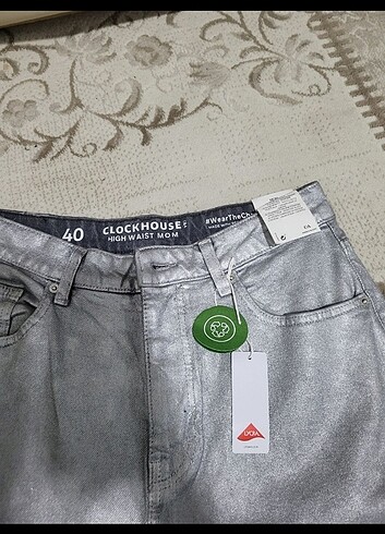 40 Beden siyah Renk Kadın gümüş mom jean