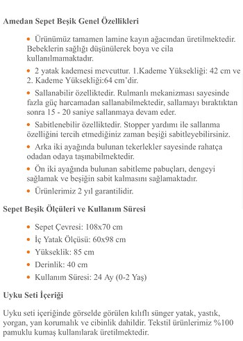 Anne yanı sepet ahşap beşik sallanan 2 kademeli - Görsel 4