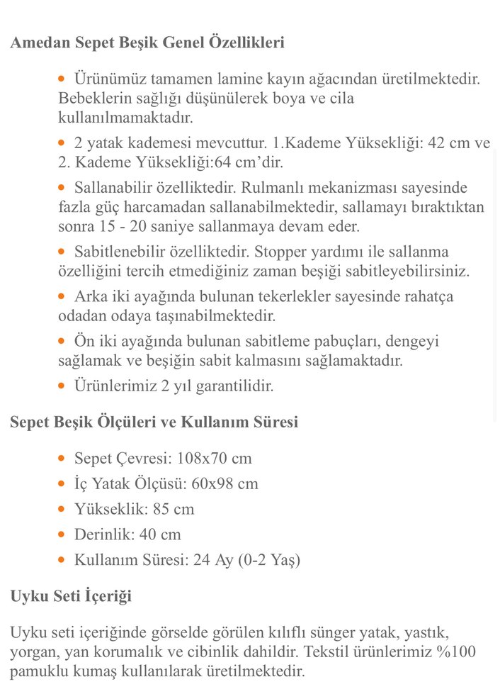 Anne yanı sepet ahşap beşik sallanan 2 kademeli - Görsel 4
