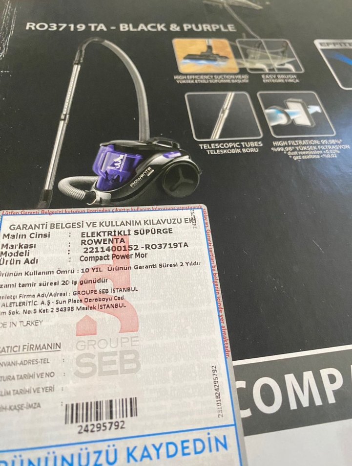 Kompakt Mor Toz Torbasız Elektrikli Süpürge - Görsel 2