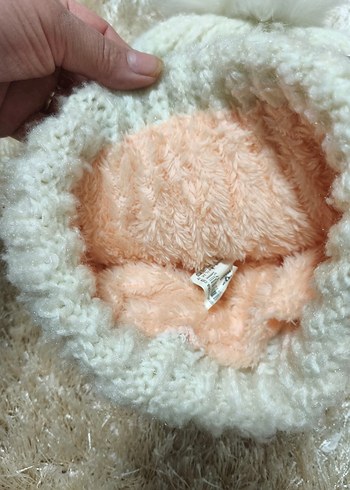 Beyaz Örgü Kadın Bere Pomponlu - Görsel 4