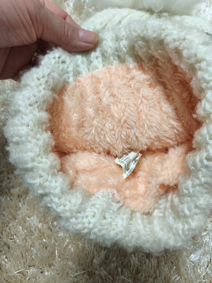 Beyaz Örgü Kadın Bere Pomponlu - Görsel 4