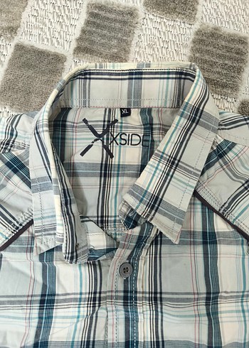 Gri Ekose Desenli Kısa Kollu Erkek Gömlek - Görsel 2