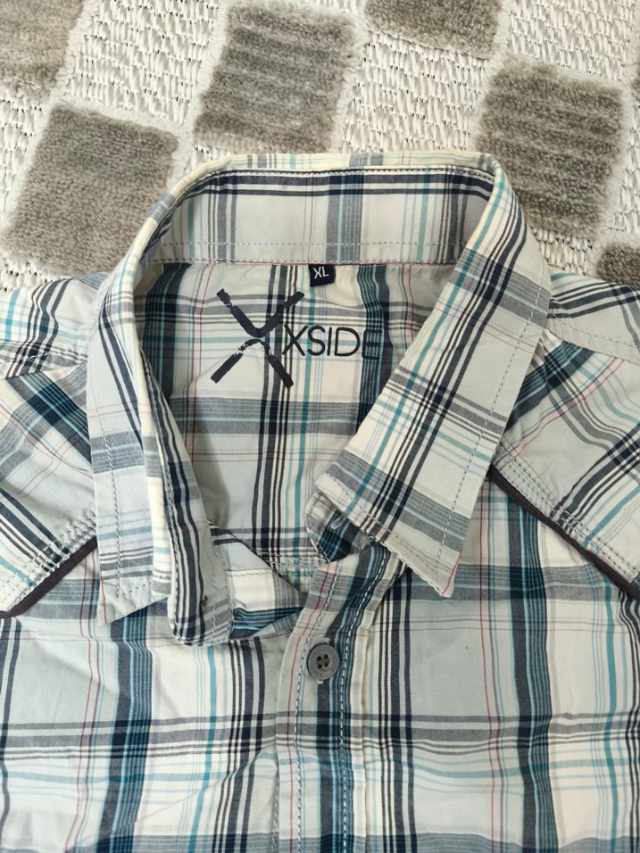 Gri Ekose Desenli Kısa Kollu Erkek Gömlek - Görsel 2