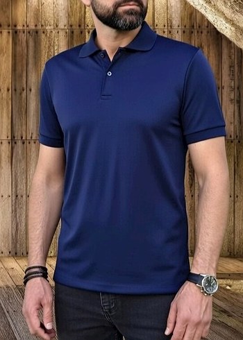 Erkek Mavi Polo Yaka Kısa Kollu Tişört - Görsel 5
