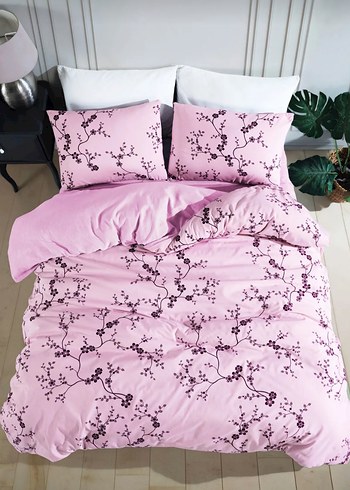 Pembe Çiçek Desenli Nevresim Takımı