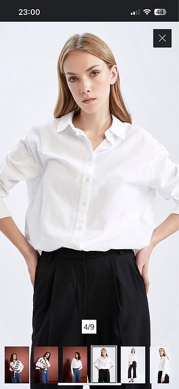 DeFacto Oversize Fit Keten Uzun Kollu Gömlek