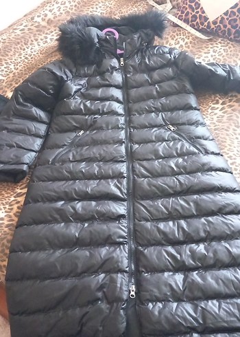 Uzun Siyah Kadın Kışlık Mont - Görsel 6