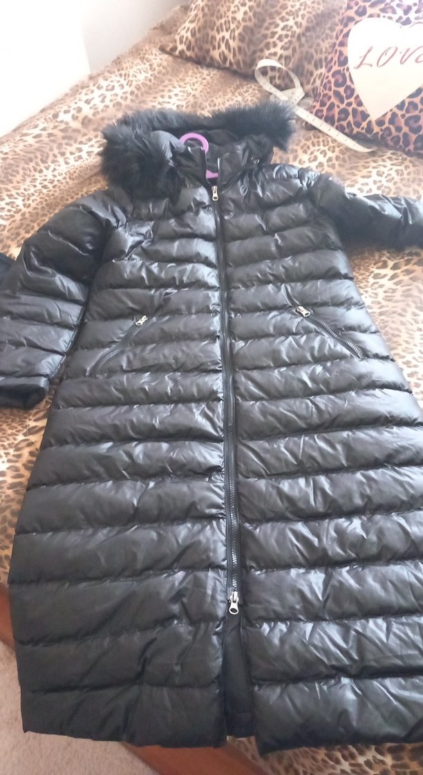 Uzun Siyah Kadın Kışlık Mont - Görsel 5