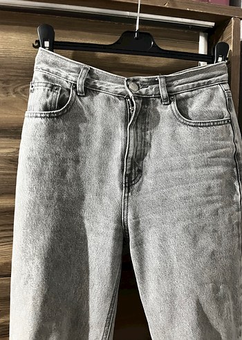 s Beden Gri Tie-Dye Midi Kadın Denim Pantolon