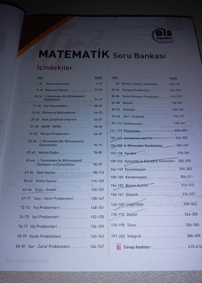 EİS YAYINLARI AYT MATEMATİK SORU BANKASI (ÖRNEKTİR)  - Görsel 4