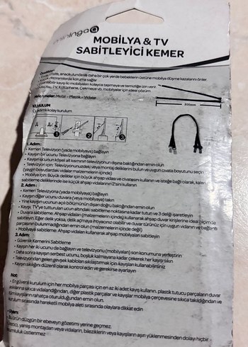 Siyah Mobilya ve TV Sabitleyici Kemer - Görsel 2