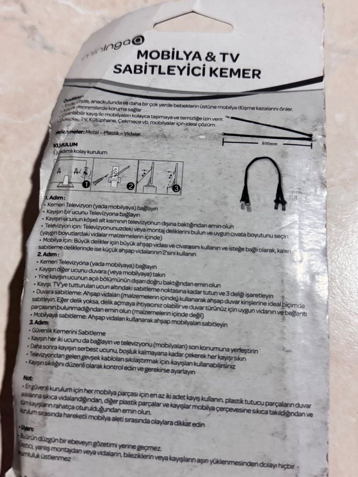 Siyah Mobilya ve TV Sabitleyici Kemer - Görsel 2