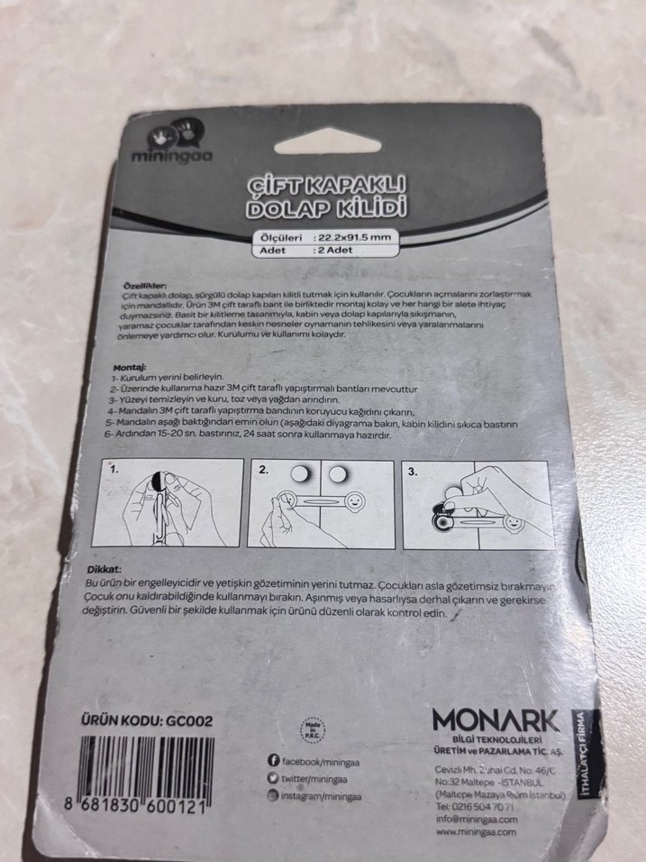 Çift Kapaklı Dolap Kilidi Beyaz - Görsel 2