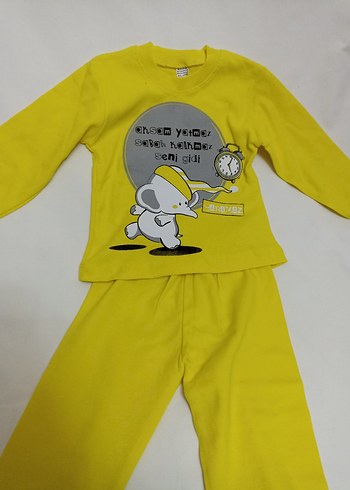 Sarı Baskılı Çocuk Pijama Takımı - Görsel 2