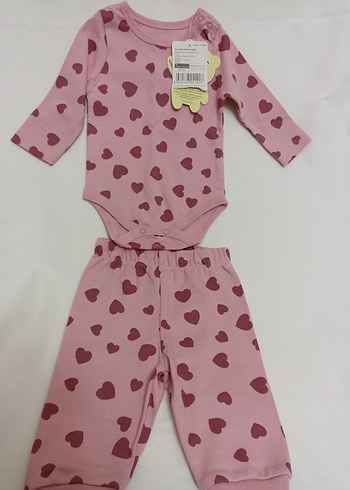 Pembe Kalp Desenli Uzun Kollu Bebek Body - Görsel 2