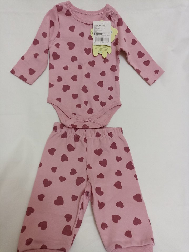 Pembe Kalp Desenli Uzun Kollu Bebek Body - Görsel 2