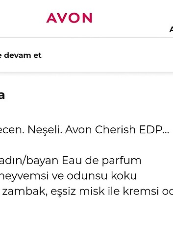  Beden Avon Cherish EDP Parfüm 