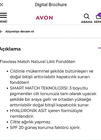 Beden Avon Flawless Match Doğal Bitişli Fondöten