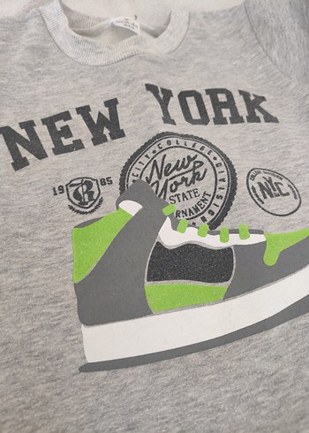 Gri Erkek Çocuk Sweatshirt Yeni York Baskılı - Görsel 4