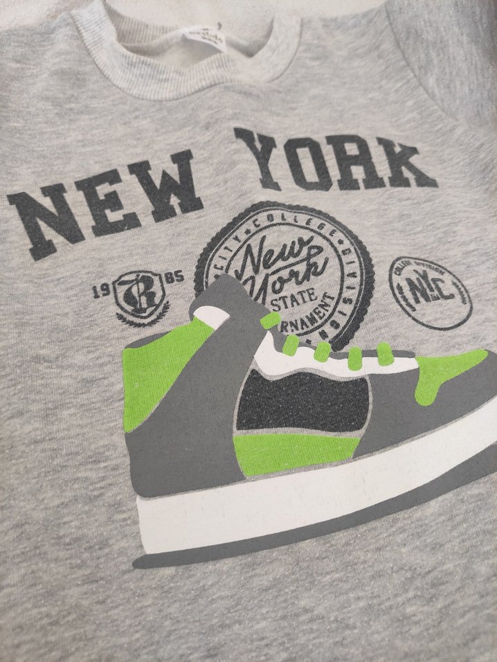 Gri Erkek Çocuk Sweatshirt Yeni York Baskılı - Görsel 4