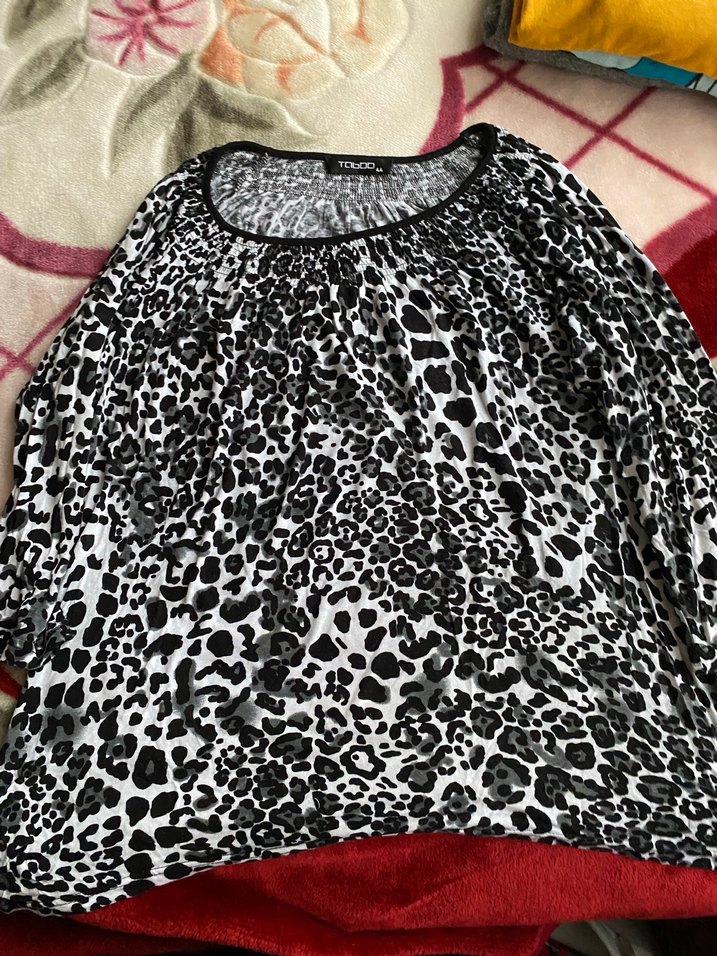 Gri Desenli Uzun Kollu Salaş Bluz - Görsel 2