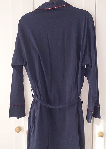 Koyu Mavi Uzun Kadın Sabahlık - Görsel 2