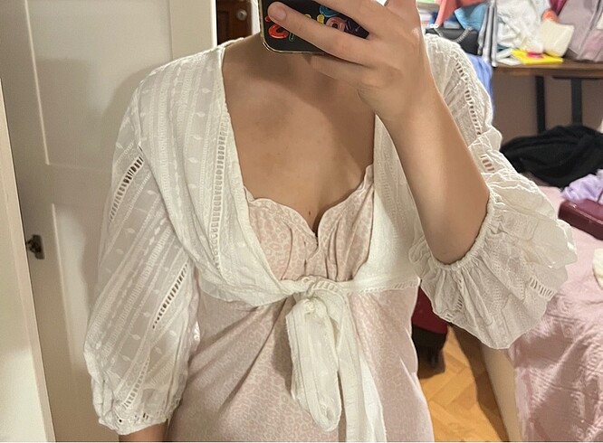 BSL balon kol beyaz bolero