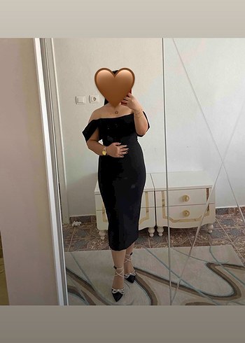 Siyah Straplez Midi Kadın Abiye Elbise