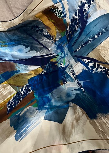 Aker marka Bohem Tarzda Mavi Kadın eşarp - Görsel 4