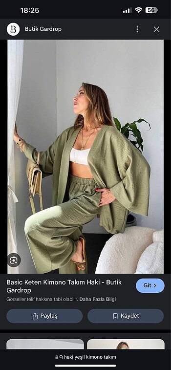 Haki yeşil kimono takım