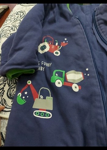 Mavi Kapüşonlu Bebek Tulum - Fermuarlı, Uzun Kollu - Görsel 3