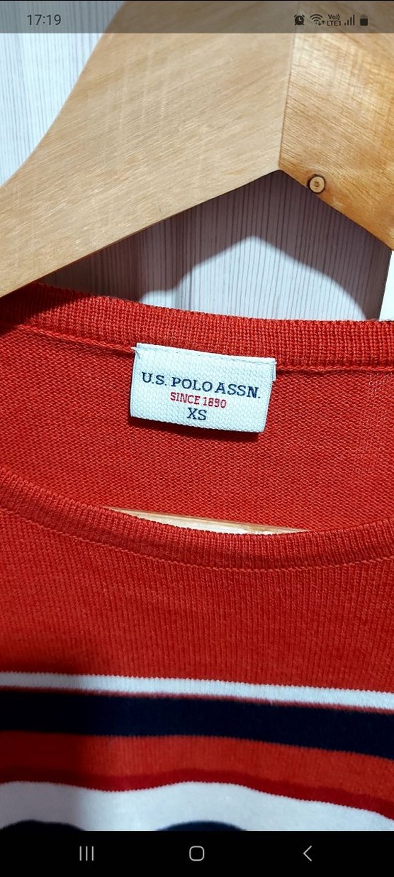 Kırmızı Çizgili Kadın Pamuklu Triko Kazak - Görsel 3